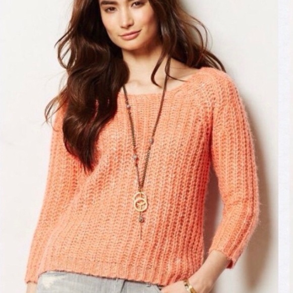 Knitted & Knotted Sweater Sunstich Peach Sparkly - Picture 1 of 6